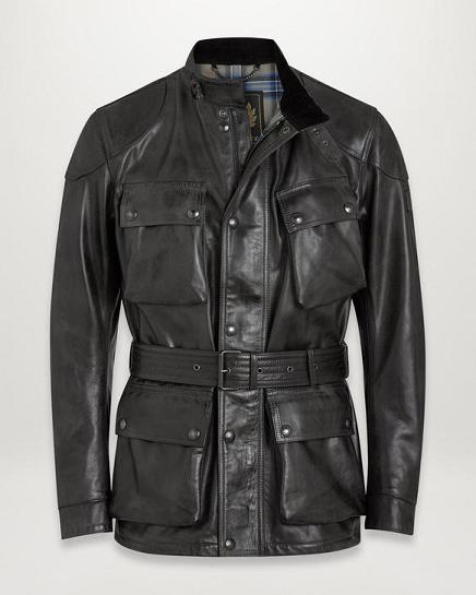 Veste Cuir Belstaff Homme Trialmaster Grise Foncé Soldes PK9178350